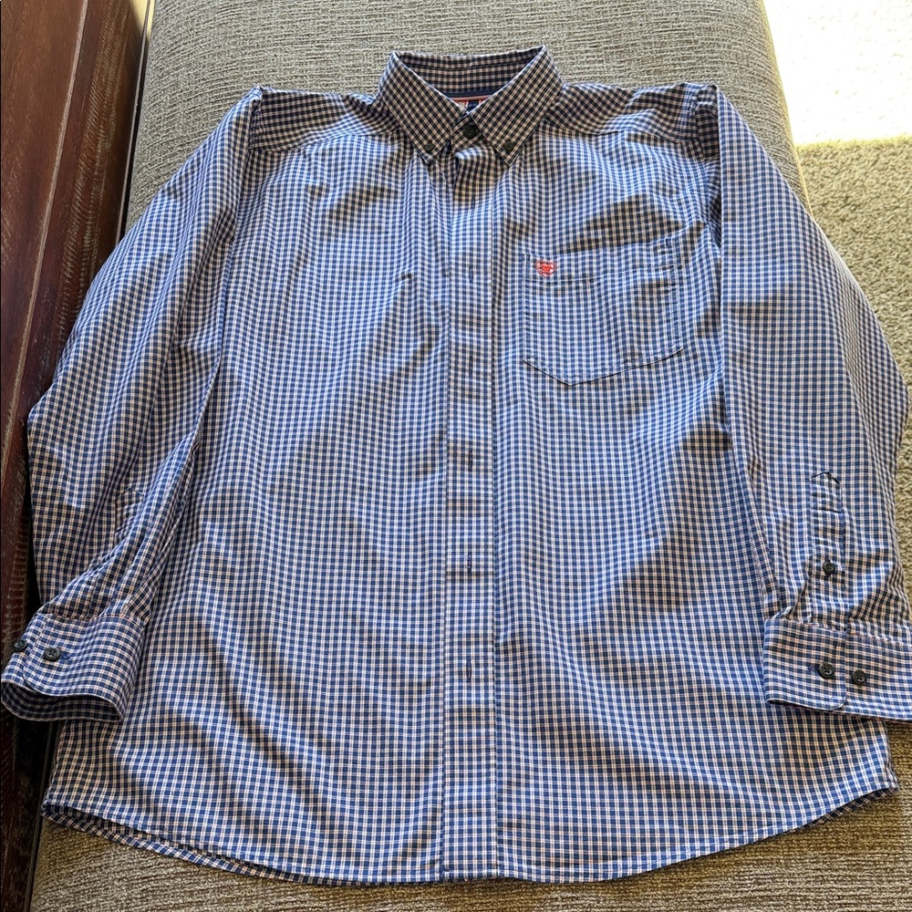 Ariat Blue and White Gingham Button-Down Shirt